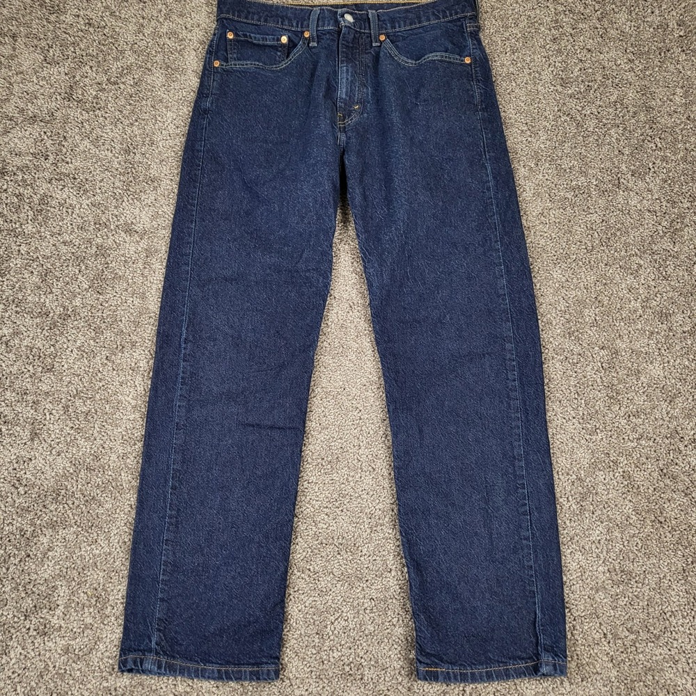 Levi's 505 Regular Fit Jeans Mens 34x30 Dark Blue Excellent Straight Leg Denim